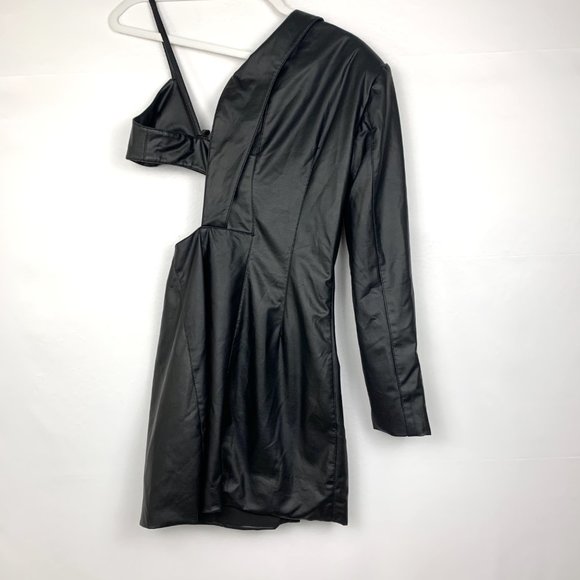 NWT Ronny Kobo X REVOLVE Sabrina Cut Out Blazer Mini Dress Leather Black - Picture 4 of 12